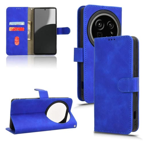 Funda de Cuero para Sharp Aquos R9 con Tapa Magnética y Tacto Agradable (Azul)