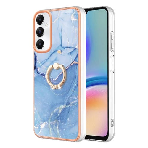 Estuche para Teléfono Samsung Galaxy A05S Imd Doble Cara Mármol Galvanizado con Anillo (Azul)