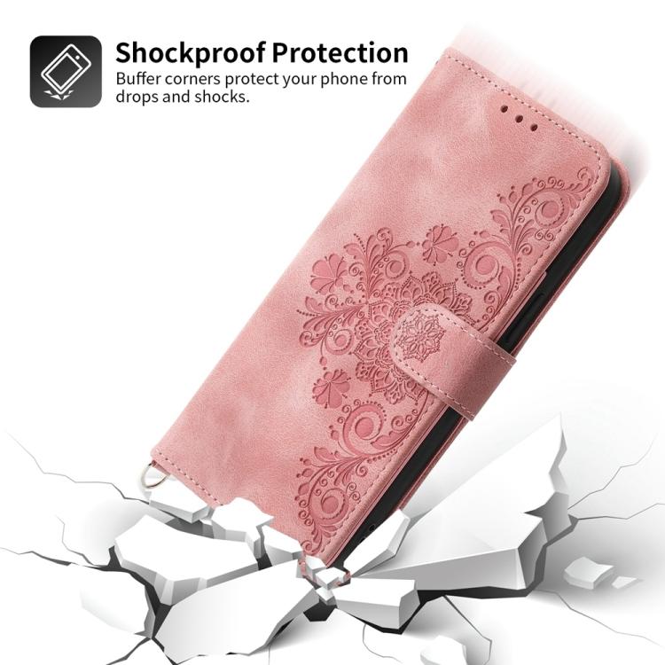 Funda de Cuero con Relieve de Flores para Huawei Nova 13 Pro (Rosa)
