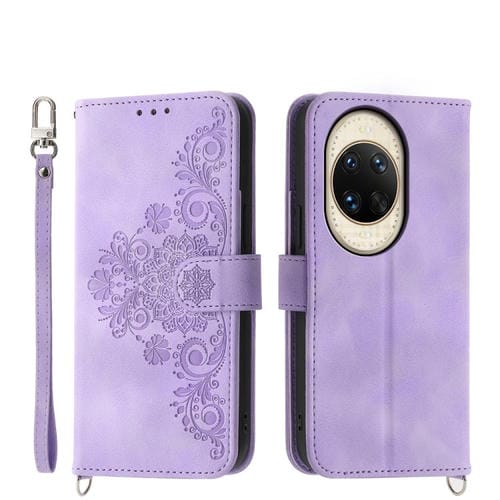 Funda de piel con relieve floral para Huawei Nova 14 Ultra (morado)