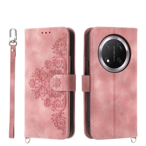 Funda de Cuero con Relieve de Flores para Honor X9C Global y Magic7 Lite (Rosa)