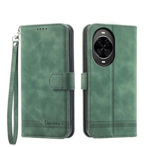 Funda híbrida de TPU y cuero sintético Dierfeng Dream Line para Huawei nova 14 (verde)