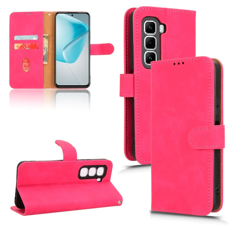 Funda de Cuero con Tapa Magnética para Infinix Hot 50 Pro+ Skin Feel (Rosa Rojo)