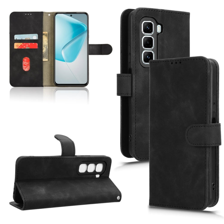 Funda de Cuero con Tapa Magnética para Infinix Hot 50 Pro (Negra)