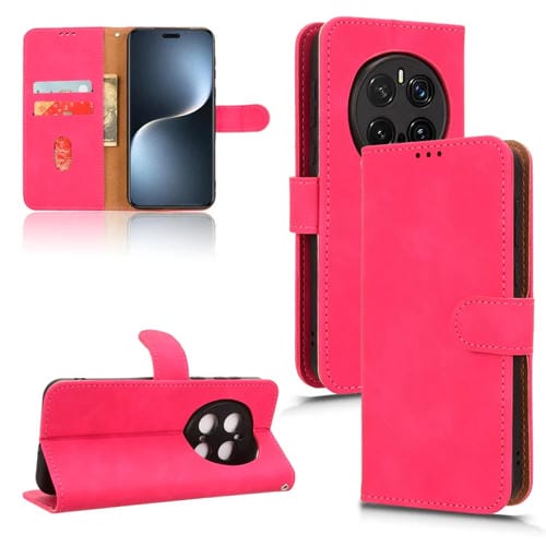 Funda Cuero con Tapa Magnética para Honor Magic7 Pro (Rosa y Rojo)