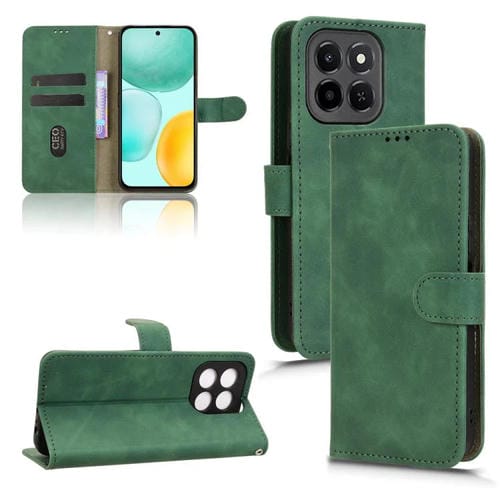 Funda de cuero con tapa magnética y tacto suave para Honor X6c 4G (verde)