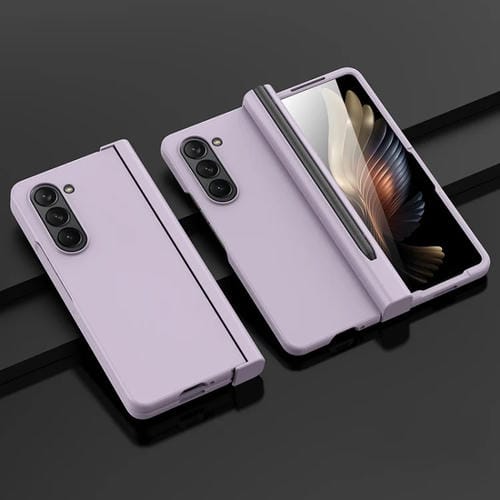 Para Samsung Galaxy Z Fold5 Estuche para teléfono integrado a prueba de golpes con ranura para bolígrafo (púrpura)