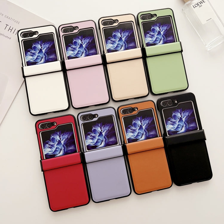 Para Samsung Galaxy Z Flip5 Pure Color Bisagra Funda para teléfono a prueba de golpes (Blanco)