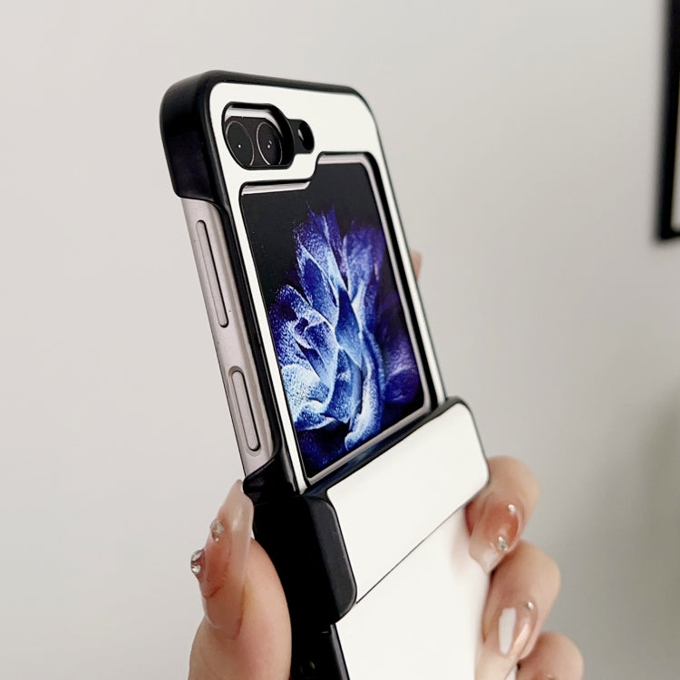 Para Samsung Galaxy Z Flip5 Pure Color Bisagra Funda para teléfono a prueba de golpes (Blanco)