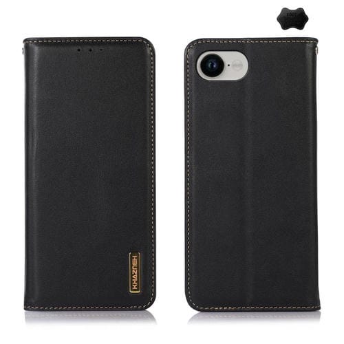 Funda para iPhone 16E Khazneh Nappa con Capa Superior de Piel de Vaca (Negra)