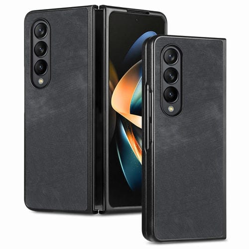 Funda para teléfono Samsung Galaxy Z Fold4 Skin-Feel Contraportada Color Sólido (Negro)