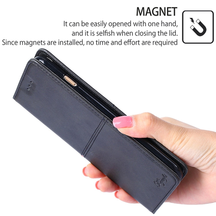 Funda de Cuero Magnética para Teléfono TCL 502 (Negro) con Textura de Vaca
