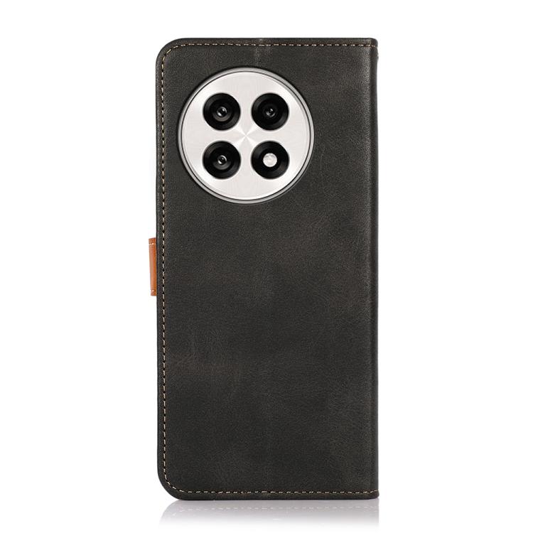 Funda de Cuero con Tapa para OnePlus 13R Global Khazneh con Textura Piel de Vaca (Negra)
