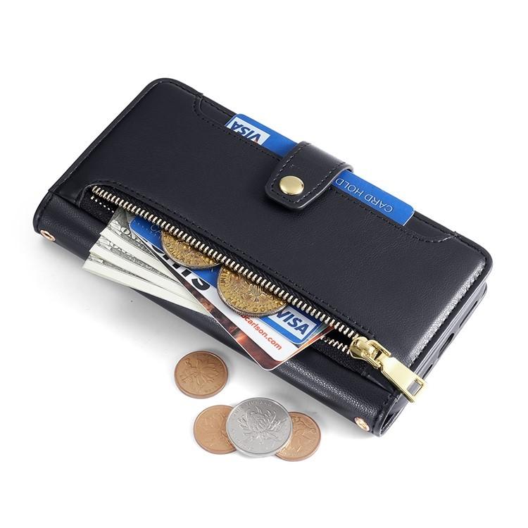 Funda de Cuero con Cremallera y Diseño de Oveja para Realme C75 4G / 14X 5G (Negro)