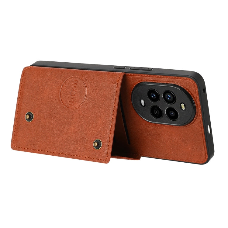 Funda Magnética Huawei Nova 13 Pro con Ranuras para Tarjetas y Doble Hebilla (Marrón)