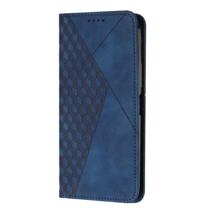 Funda de Cuero Magnética con Textura de Diamante para Realme 14 Pro+ (Azul)