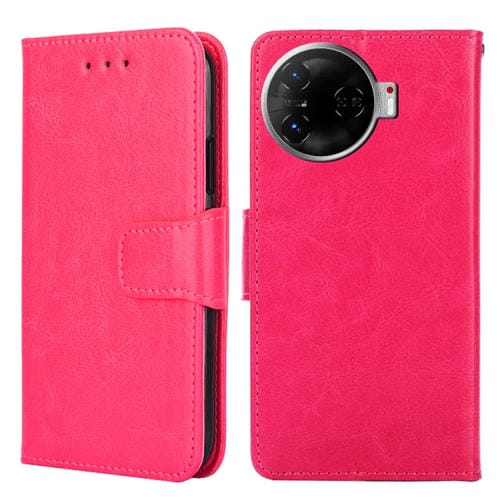 Funda de Cuero con Textura de Cristal para Tecno Camon 30 Pro 5G (Rosa Rojo)