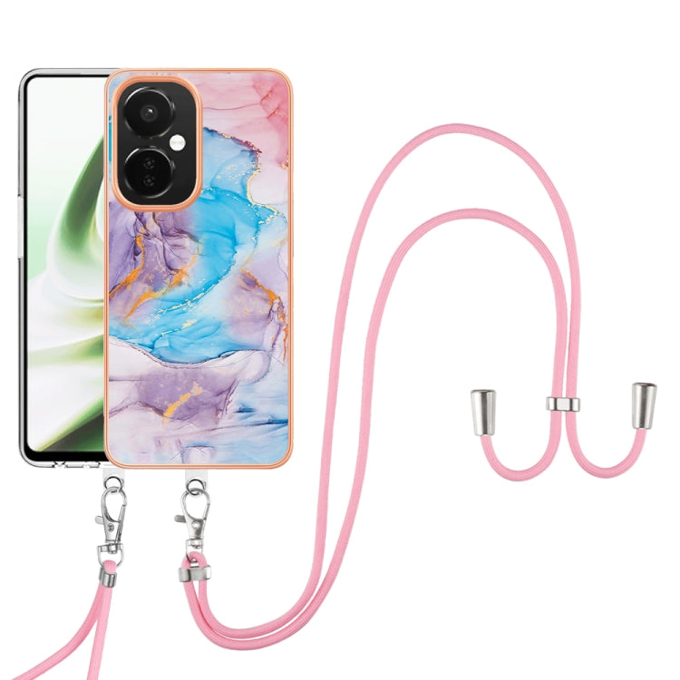 Funda para OnePlus Nord Ce 3 5G y Nord Ce 3 Lite Galvanoplastia Imd TPU con Cordón (Mármol Azul)