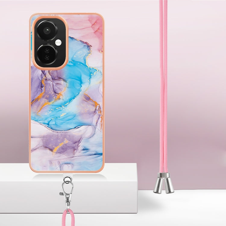 Funda para OnePlus Nord Ce 3 5G y Nord Ce 3 Lite Galvanoplastia Imd TPU con Cordón (Mármol Azul)