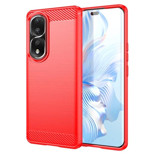 Funda de Teléfono Honor 80 Pro TPU Fibra de Carbono Textura Cepillada (Rojo)