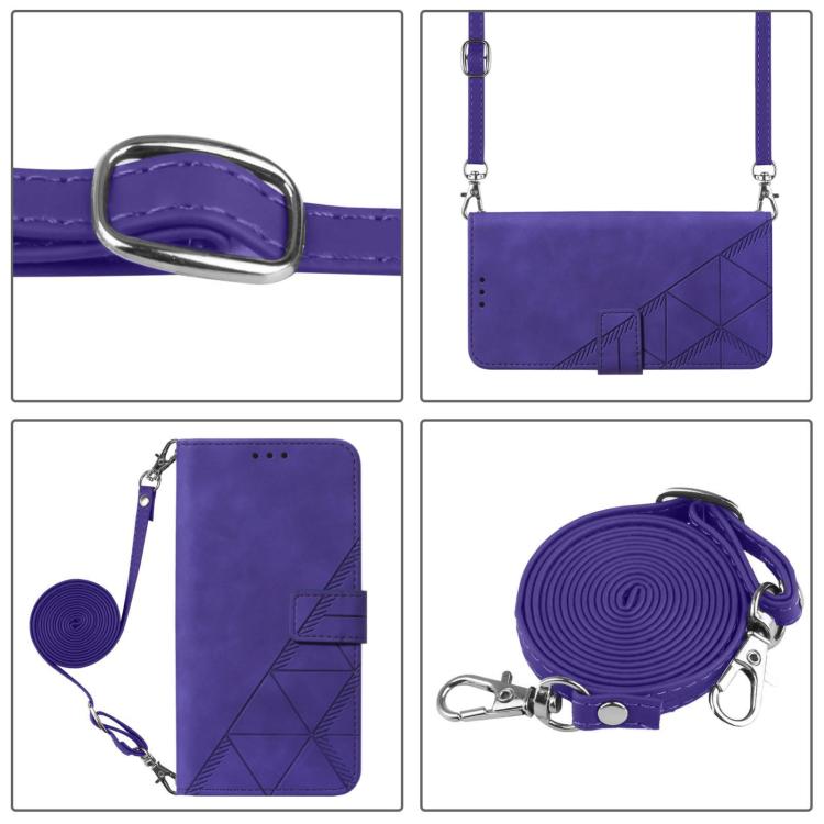 Funda de Cuero para iPhone 16E con Tapa y Relieve 3D (Morado)