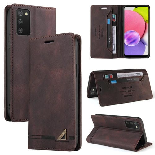 Funda de Cuero para Samsung Galaxy A30 Versión Jp con Tapa Horizontal Cepillo Antirrobo Soporte (Marrón)