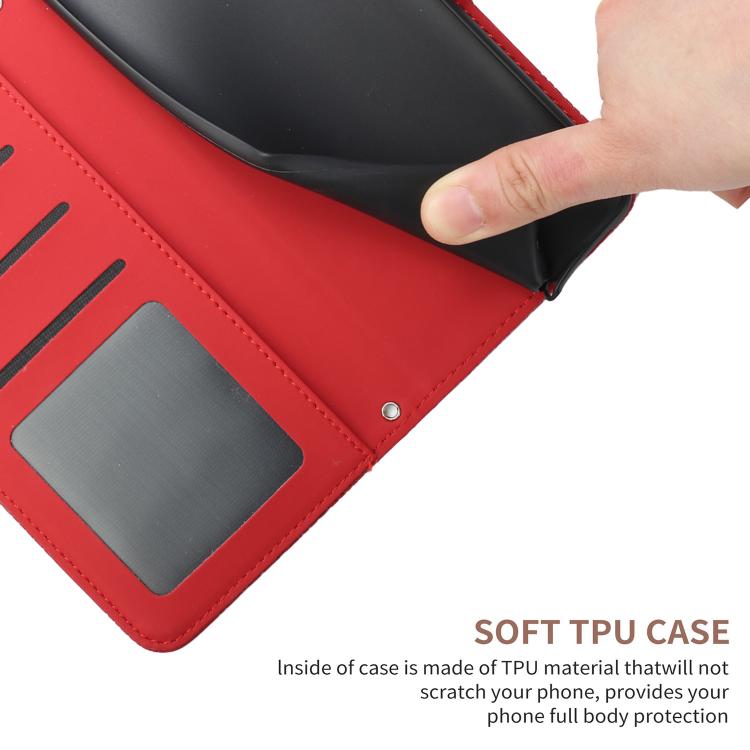 Funda de Cuero con Relieve Peonía y Mariposa para OnePlus 13R (Rojo)
