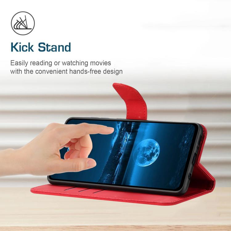 Funda de Cuero con Relieve y Costuras para OnePlus 13 (Rojo)