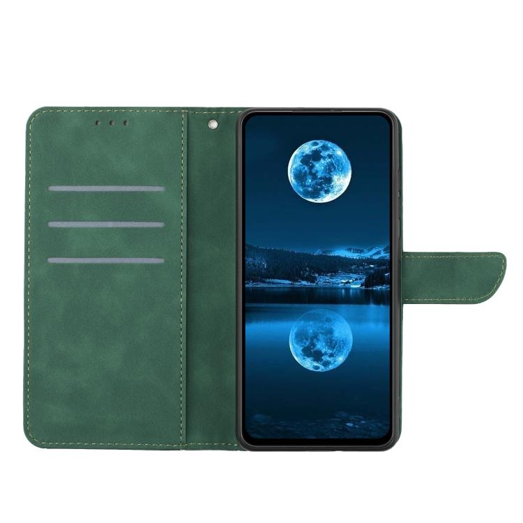 Funda de Cuero con Relieve y Costuras para OnePlus 13 (Verde)