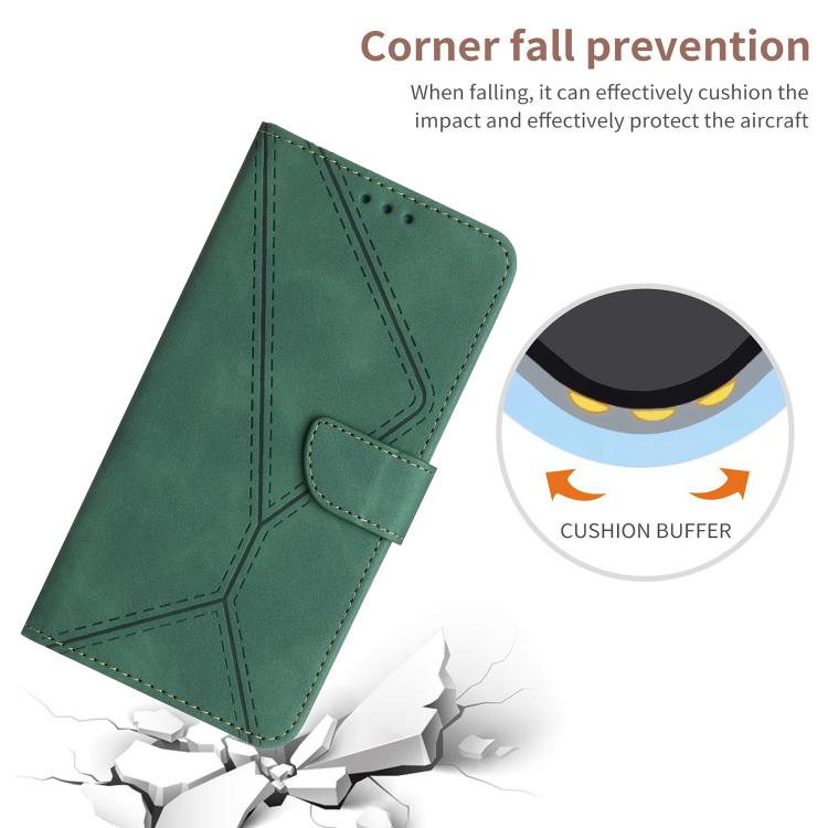 Funda de Cuero con Relieve y Costuras para OnePlus 13 (Verde)
