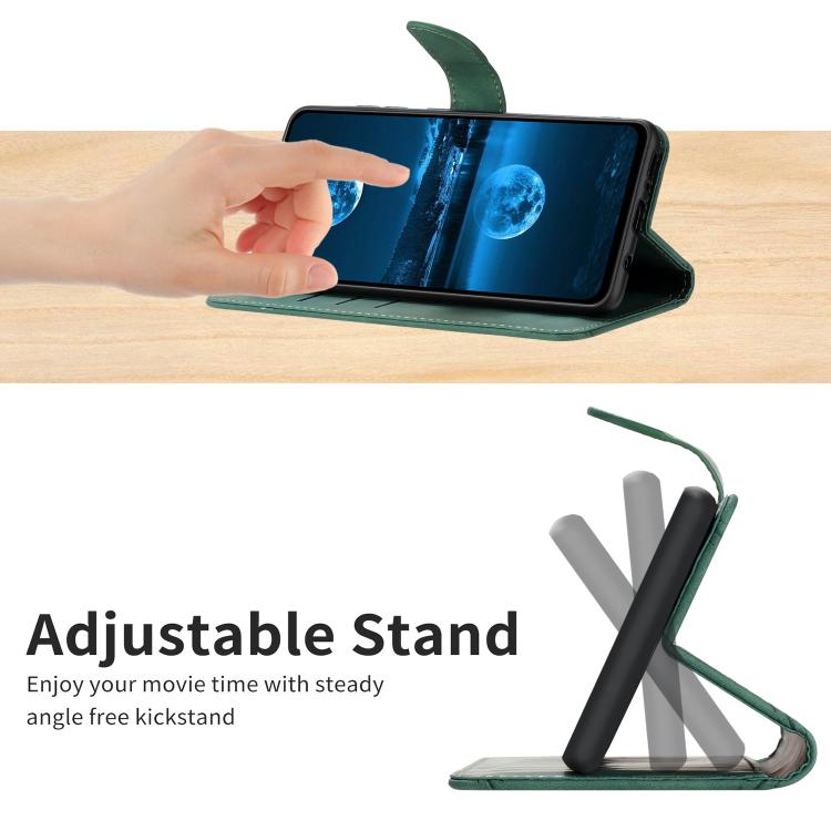 Funda de Cuero con Relieve y Costuras para OnePlus 13 (Verde)