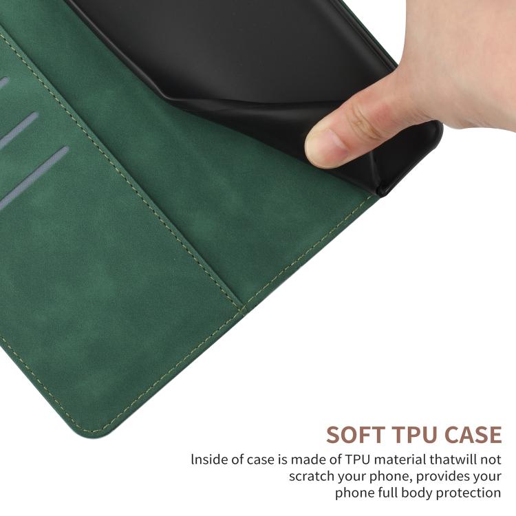Funda de Cuero con Relieve y Costuras para OnePlus 13 (Verde)