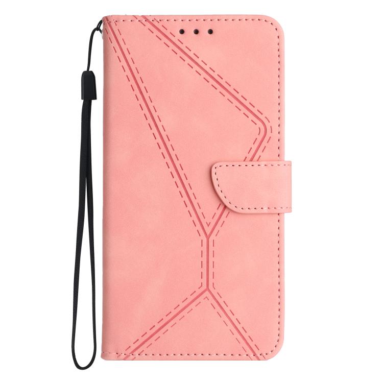 Funda de Cuero con Relieve y Costuras para OnePlus 13R (Rosa)