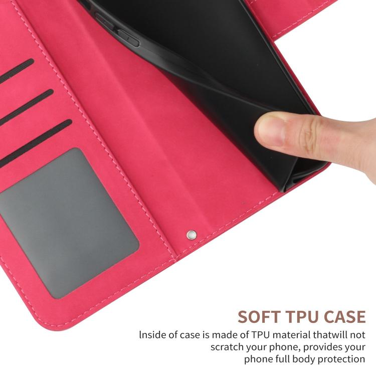 Funda de Piel con Relieve de Girasol para OnePlus 13R (Rosa y Rojo)