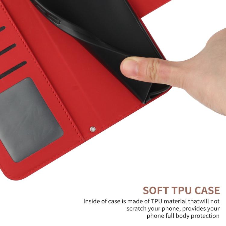 Funda de Piel con Relieve de Girasol para OnePlus 13R (Rojo)