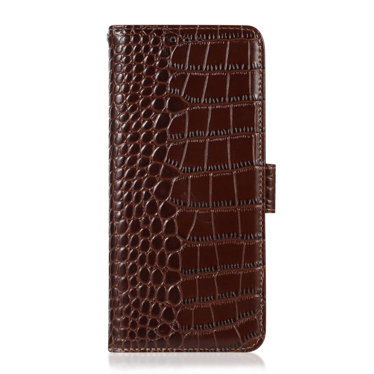 Funda para Teléfono OnePlus Ace 5 Pro/Ace 5 con Piel de Vaca y Cocodrilo (Marrón)