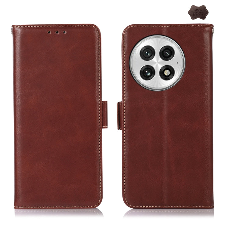 Funda de Teléfono OnePlus Nord 13 de Cuero Genuino Crazy Horse con Rfid y Cierre Magnético (Marrón)