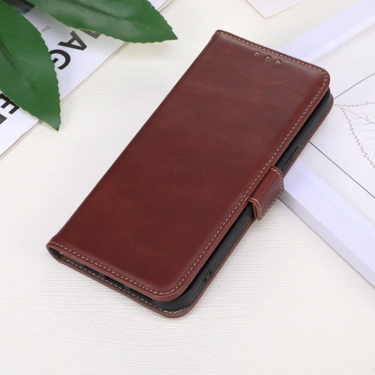 Funda de Teléfono OnePlus Nord 13 de Cuero Genuino Crazy Horse con Rfid y Cierre Magnético (Marrón)