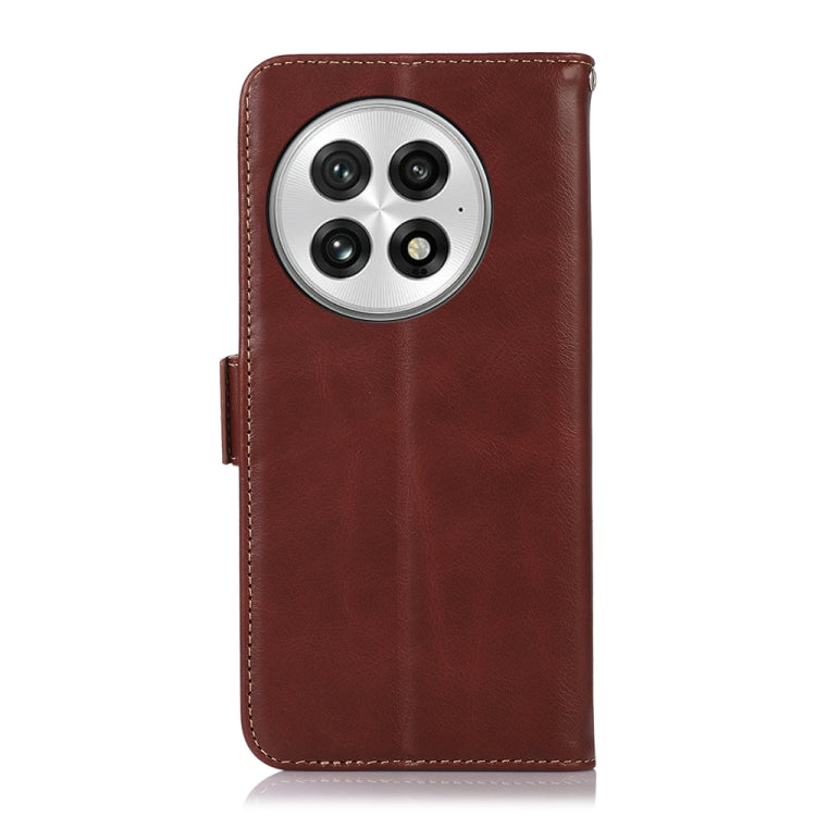 Funda de Teléfono OnePlus Nord 13 de Cuero Genuino Crazy Horse con Rfid y Cierre Magnético (Marrón)