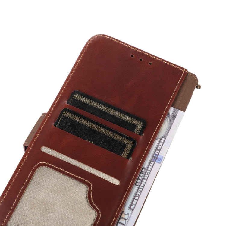 Funda de Teléfono OnePlus Nord 13 de Cuero Genuino Crazy Horse con Rfid y Cierre Magnético (Marrón)