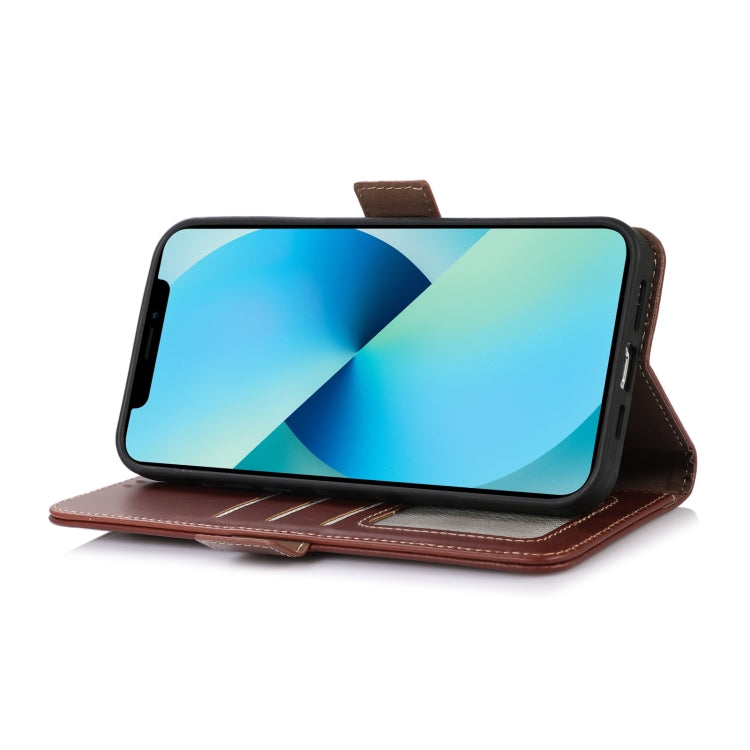 Funda de Teléfono OnePlus Nord 13 de Cuero Genuino Crazy Horse con Rfid y Cierre Magnético (Marrón)