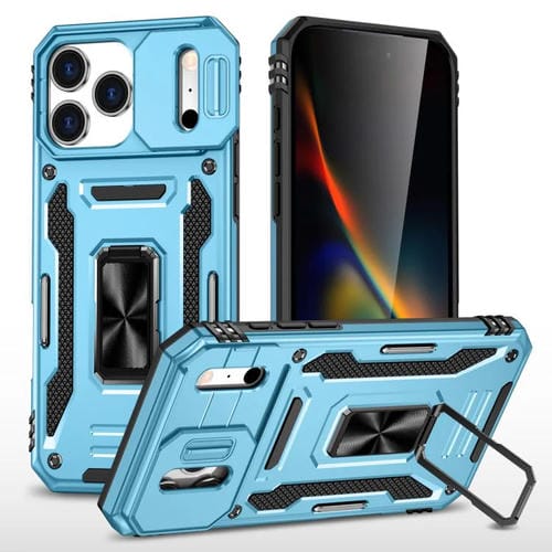 Funda protectora de PC y TPU para cámara de iPhone 17 Pro Max (azul claro)