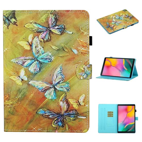 Estuche para Tablet Samsung Galaxy Tab S6 Lite P610 / P615 Cuero Abatible Horizontal con Soporte y Ranuras para Tarjetas (Mariposa)