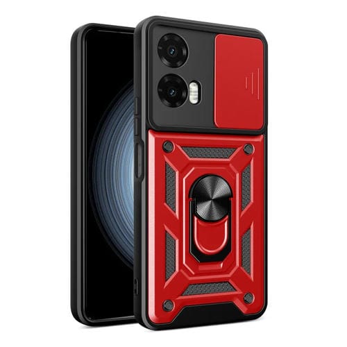 Funda para Teléfono Motorola Moto G35 5G con Cámara Deslizante Carcasa Híbrida TPU y PC (Roja)