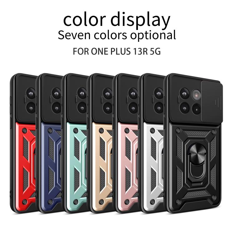 Funda Híbrida TPU y PC con Cubierta Deslizante para Cámara OnePlus 13R 5G (Oro Rosa)