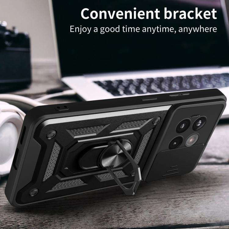 Funda Híbrida TPU y PC con Cubierta Deslizante para Cámara OnePlus 13R 5G (Oro Rosa)