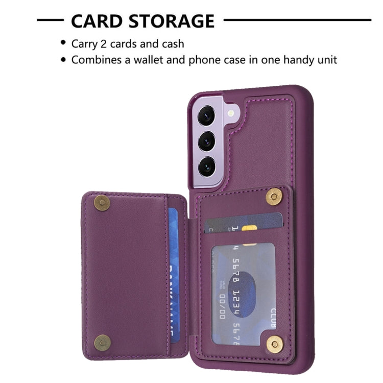 Para Samsung Galaxy S21 FE 5G BF26 Wave Pattern Card Bag Holder Funda para teléfono (morado oscuro)