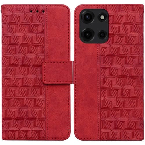 Funda de Cuero con Relieve Geométrico para Motorola Moto G 5G (2025) (Rojo)
