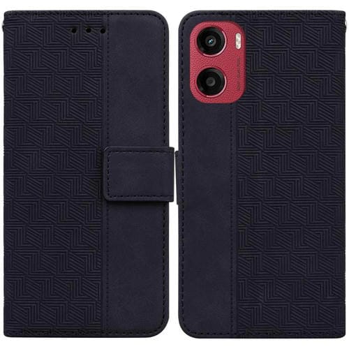 Funda de Cuero con Relieve Geométrico para Motorola Moto G05/E15 (Negra)