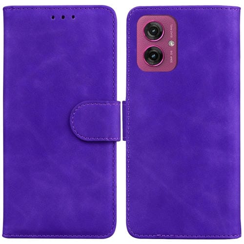 Funda de Cuero con Tapa para Motorola Moto G55 (Morado) Tacto Sedoso